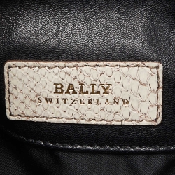 Pre Owned Bally Ivory/Black Snakeskin Embossed Leather Papillon Tote