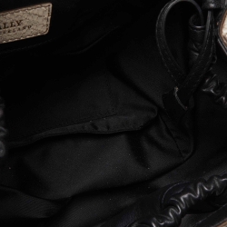 Pre Owned Bally Ivory/Black Snakeskin Embossed Leather Papillon Tote