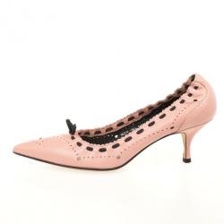 Bally Pink Leather Bow Kitten Heels Size 37