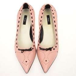 Bally Pink Leather Bow Kitten Heels Size 37