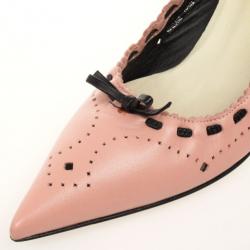 Bally Pink Leather Bow Kitten Heels Size 37