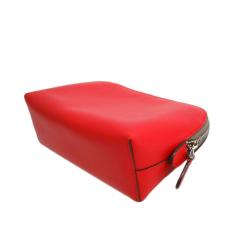 Pre Owned Bally Red Leather Cosmetic Pouch