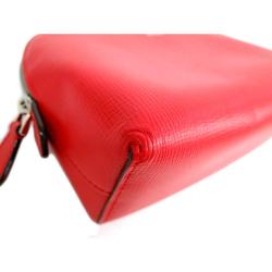 Pre Owned Bally Red Leather Cosmetic Pouch