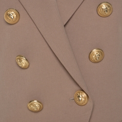 Pre Owned Balmain Beige Cotton Blend Gold Button Detail Double Breasted Blazer M