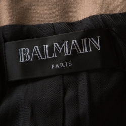 Pre Owned Balmain Beige Cotton Blend Gold Button Detail Double Breasted Blazer M