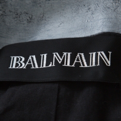 Pre Owned Balmain Black Leather Painted Collar & Studded Detail Gilet S