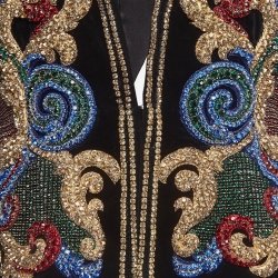 Pre Owned Balmain Black Crystal Embellished Velvet Jacket L