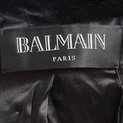 Pre Owned Balmain Black Crystal Embellished Velvet Jacket L
