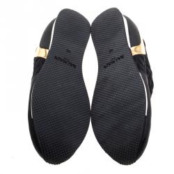 Balmain Black Quilted Neoprene and Gold Metallic Leather Maya Slip On Sneakers Size 40