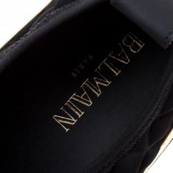 Balmain Black Quilted Neoprene and Gold Metallic Leather Maya Slip On Sneakers Size 40