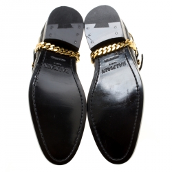 Pre Owned Balmain Black Quilted Leather Chain Embellished Ankle Boots Size 39