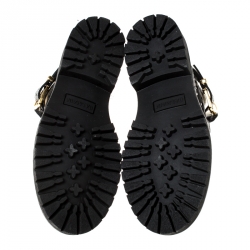 Pre Owned Balmain Black Peforated Leather Ankle Boots Size 36