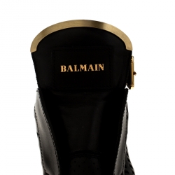 Pre Owned Balmain Black Peforated Leather Ankle Boots Size 36