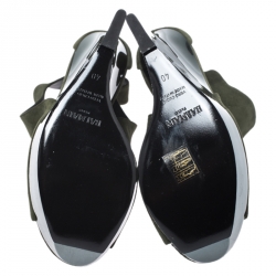 Balmain Green Suede Amaya Cutout Platform Sandals Size 40
