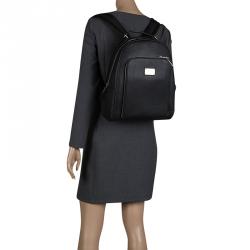 Balmain Black Pebbled Leather Backpack 