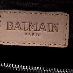 Balmain Black Pebbled Leather Backpack 