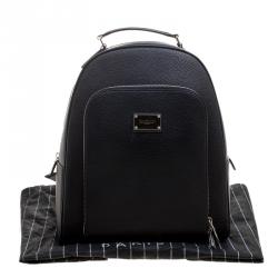 Balmain Black Pebbled Leather Backpack 