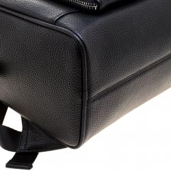 Balmain Black Pebbled Leather Backpack 
