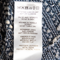 Pre Owned Balmain Blue Stretch Tweed Mini Bodycon Dress S