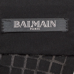 Pre Owned Balmain Silver Jersey Mirror Embellished High Neck Mini Dress M