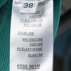 Pre Owned Balmain Blue Knit Mesh Insert Bodycon Dress M