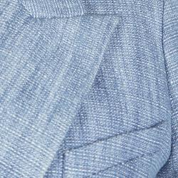 Pre Owned Balmain Blue Button Logo Detail Double Breasted Blazer M