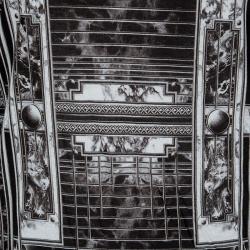 Pre Owned Balmain Monochrome Printed Shoulder Button Detail Tank Top M