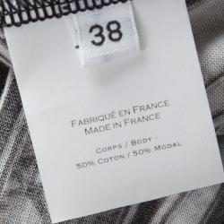 Pre Owned Balmain Monochrome Printed Shoulder Button Detail Tank Top M