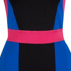 Pre Owned Balmain Abstract Colorblock Sleeveless Bodycon Dress L