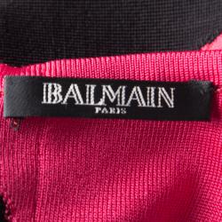 Pre Owned Balmain Abstract Colorblock Sleeveless Bodycon Dress L