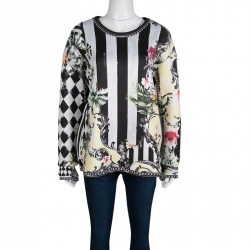 Pre Owned Balmain Muticolor Floral Printed Oversized Sweatshirt M