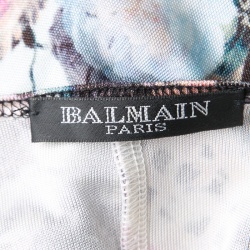 Pre Owned Balmain Multicolor Floral Printed Jersey Long Sleeve Maxi Dress M