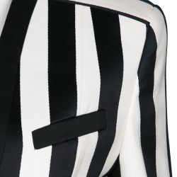 Pre Owned Balmain Monochrome Striped Open Front Blazer M
