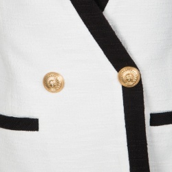 Pre Owned Balmain Monochrome Textured Cotton Tailored Blazer M