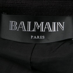 Pre Owned Balmain Monochrome Textured Cotton Tailored Blazer M
