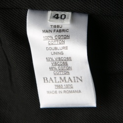 Pre Owned Balmain Monochrome Textured Cotton Tailored Blazer M