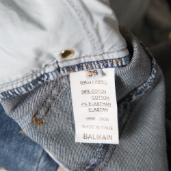 Pre Owned Balmain Indigo Washed Denim Pin-tucked Panel Zip Detail Skinny Biker Jeans S