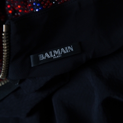 Pre Owned Balmain Multicolored Hot Tropical Crystal Embellished Sheath Dress M