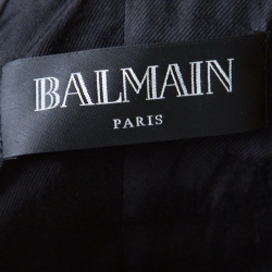 Pre Owned Balmain Black Embossed Crocodile Effect Lamb Leather Jacket M