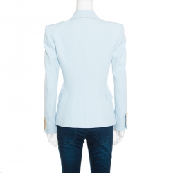 Pre Owned Balmain Powder Blue Double Breasted Fitted Blazer S