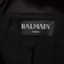 Pre Owned Balmain Black Wool Front Open Cropped Blazer S