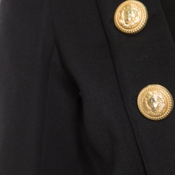 Pre Owned Balmain Black Wool Front Open Cropped Blazer S