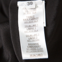 Pre Owned Balmain Navy Blue Velvet Crystal Embellished Long Sleeve Mini Dress M