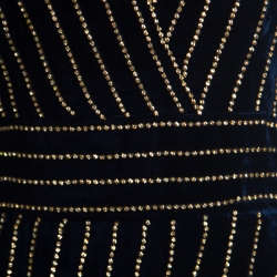 Pre Owned Balmain Navy Blue Velvet Crystal Embellished Long Sleeve Mini Dress M