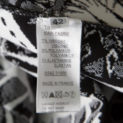 Pre Owned Balmain Monochrome Folkloric Patterned Jacquard Open Front Cropped Blazer L