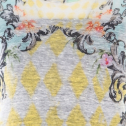 Pre Owned Balmain Multicolor Floral and Harlequin Check Printed Linen Jersey Tank Top S