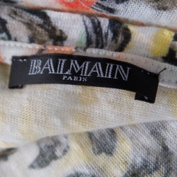 Pre Owned Balmain Multicolor Floral and Harlequin Check Printed Linen Jersey Tank Top S