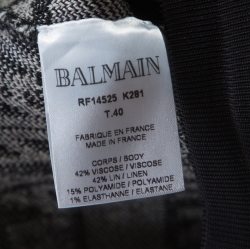 Pre Owned Balmain Beige and Black Jacquard Logo Knit Striped Bodycon Skirt M