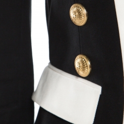 Pre Owned Balmain Monochrome Button Detail Tailored Blazer M