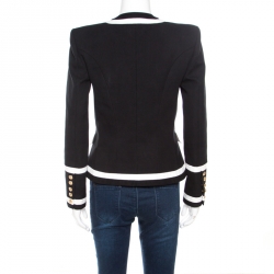 Pre Owned Balmain Monochrome Button Detail Tailored Blazer M